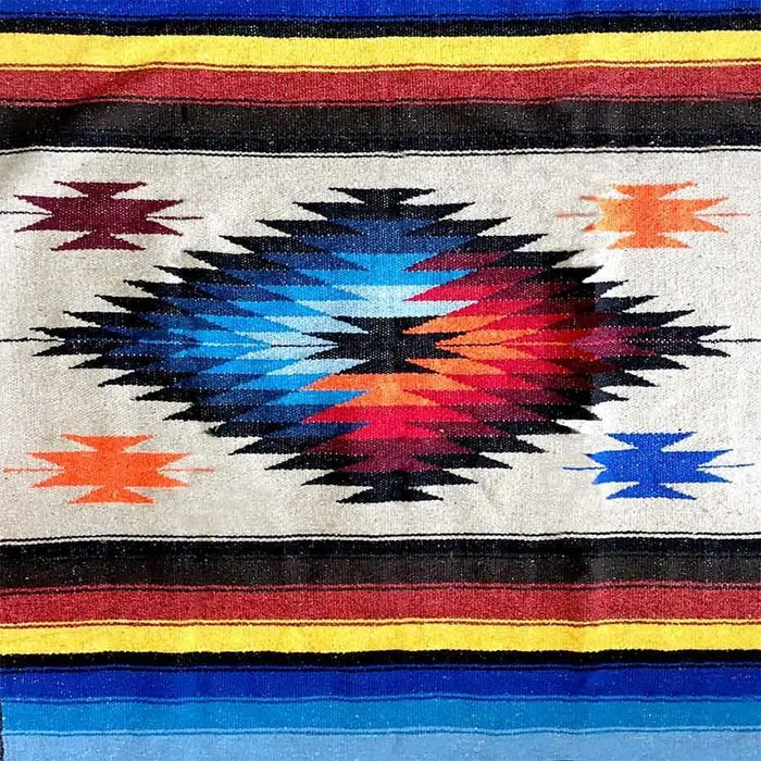 Khaki Beige Baja Aztec Style Mexican Blanket West Path