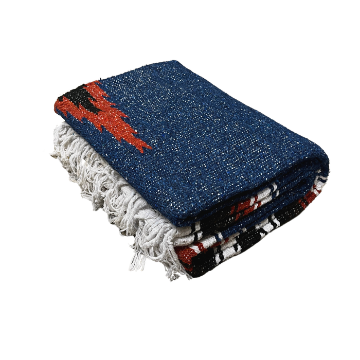 Harvest Moon Baja Diamond Blue Mexican Blanket