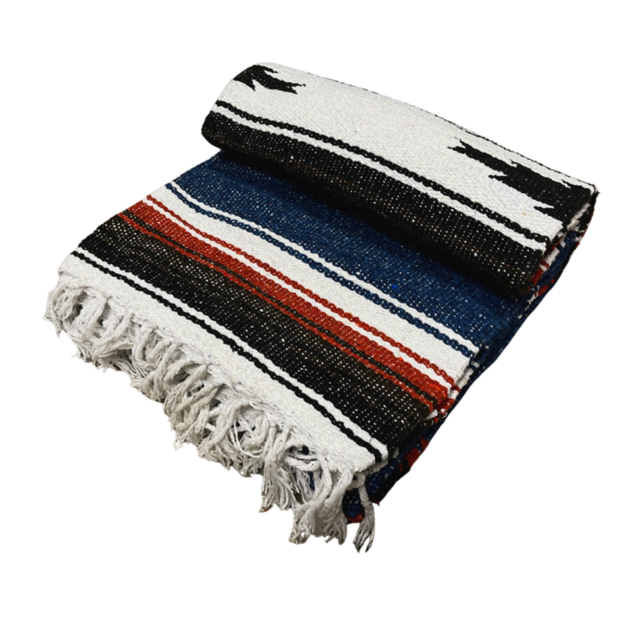 Harvest Moon Baja Diamond Blue Mexican Blanket