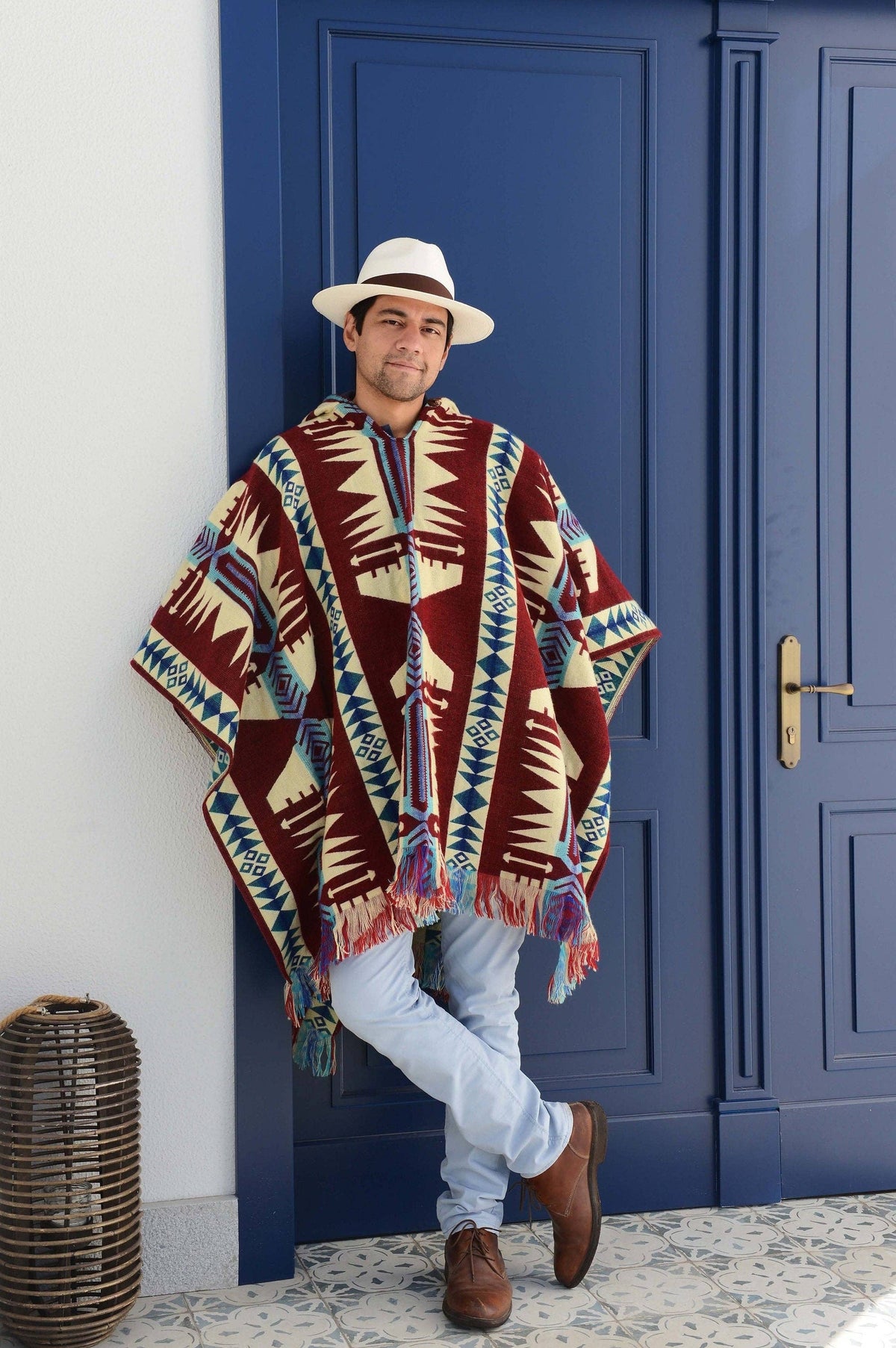 Alpaca Poncho Native Pattern | Quitu Red — Suusco