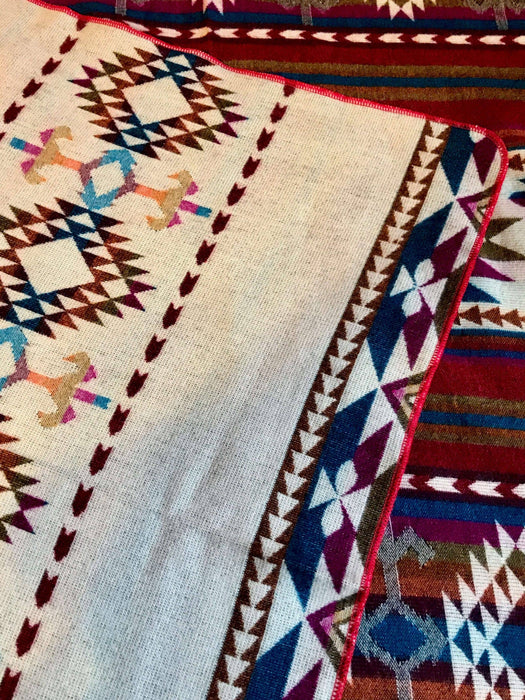 Red and Turquoise Western Blanket Queen Geometric