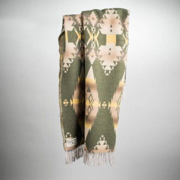 Apache Wool Blend Blanket - Native American Design 200cm x 155cm