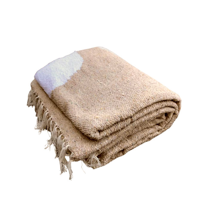 Moon Phases Blanket - Mexican Yoga Blanket Tan Beige White