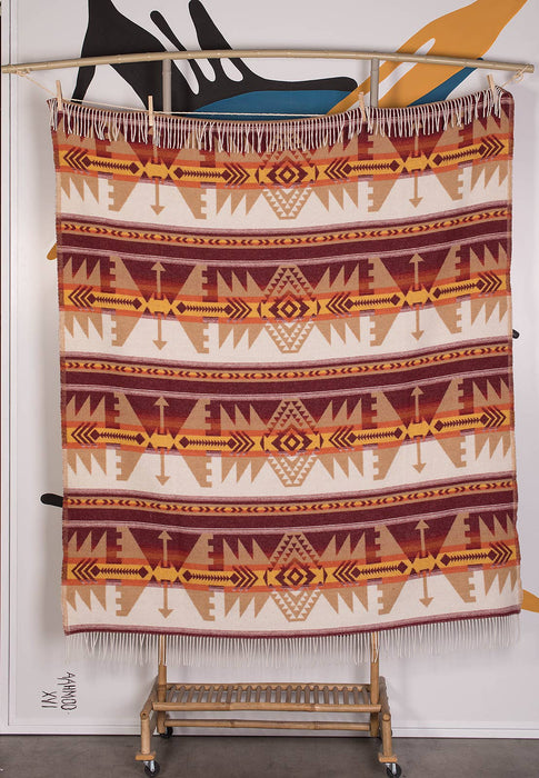 Navajo Wool Blend Blanket - Native American Design 200cm x 155cm