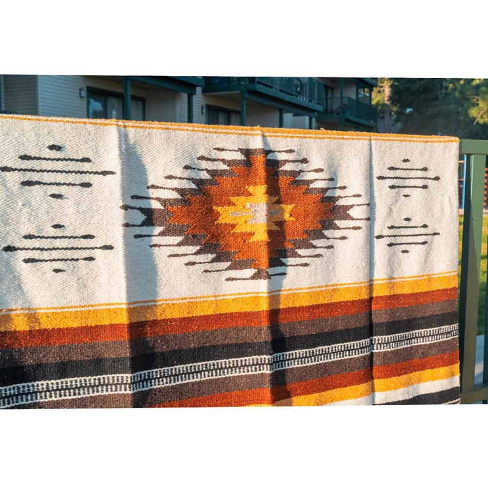 Wool Mexican Blanket | QUEEN SIZE | Baja Aztec Diamond