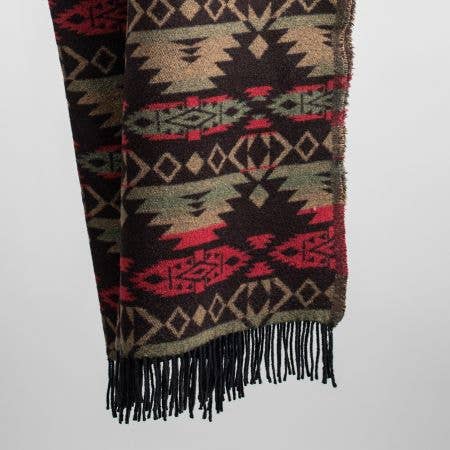 Sioux Wool Blend Blanket - Native American Design 185cm x 155cm