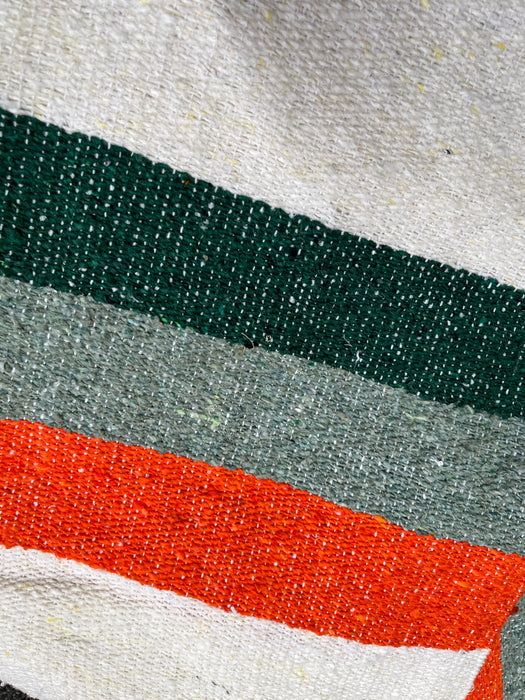 Mexican Yoga Blanket Throw - Sea Breeze | White Green Orange