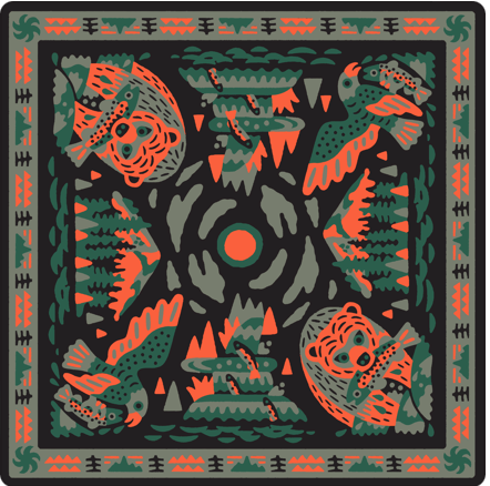 "Midnight Sun" Organic Cotton Bandana - Design by Brett Stenson
