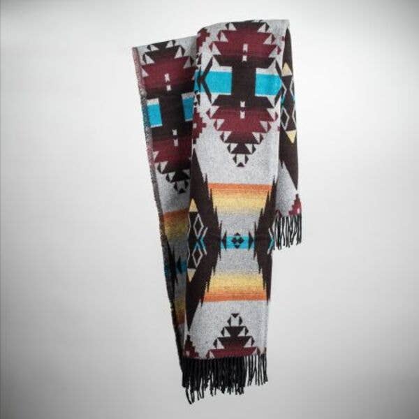 Apache Wool Blend Blanket - Native American Design 200cm x 155cm