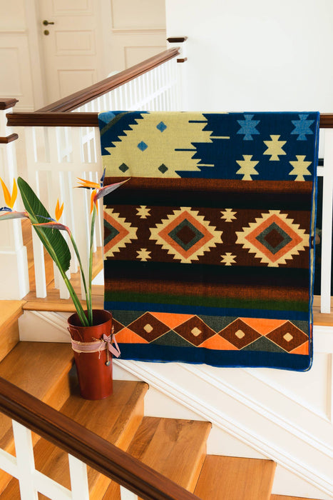 Alpaca Native Blanket - Quilotoa Blue - 190 X 225 cm