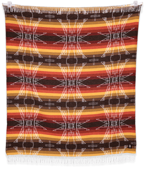 Seasons Designed by Lauren Good Day | Hunaaneskúhtš (Fall) - Retro Navajo Style Blanket Crafted From Recycled Materials