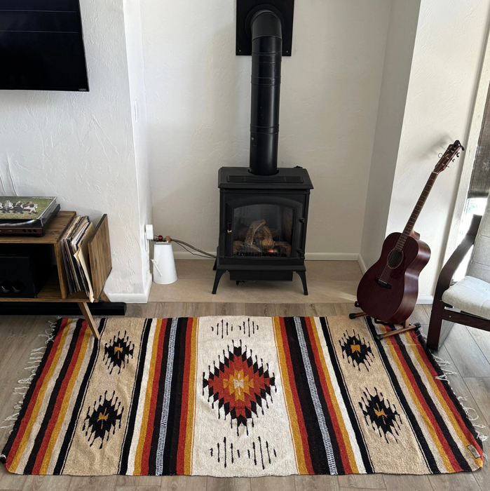 Wool Mexican Blanket | QUEEN SIZE | Baja Aztec Diamond