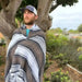 Brown & White Mexican Blanket made from Recycled Material West Path