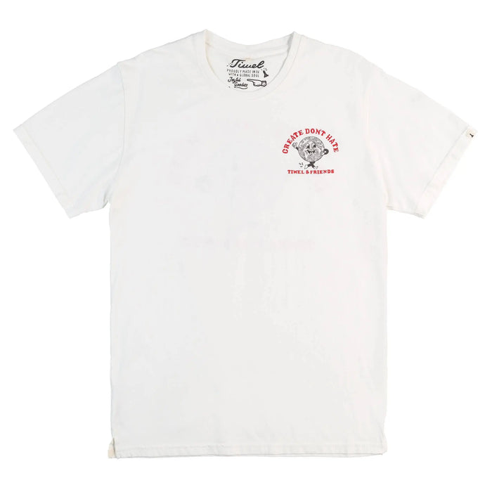 Camiseta Planet, blanca, Create dont hate algodón orgánico Tiwel