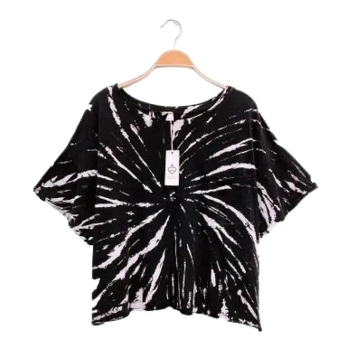 Cotton Twisted Tie Dyed Crop Top - Black Comb Fabina