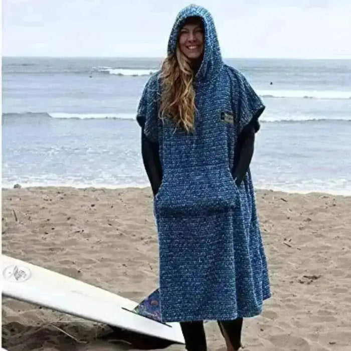Hooded Surf Poncho Changing Towel Robe Blue West Path