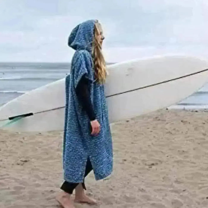 Hooded Surf Poncho Changing Towel Robe Blue West Path