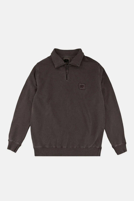 Sauce Pigment Dyed Half Zip Sweater Poplar Brown Trendsplant Clothing