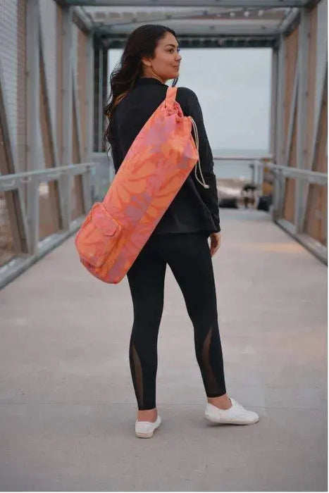 Yoga Mat Bag Tropical Print Pink Fair Trade Organic Cotton West Path