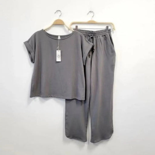 Hemp Two-Piece Loungewear Set Dull Grey Fabina